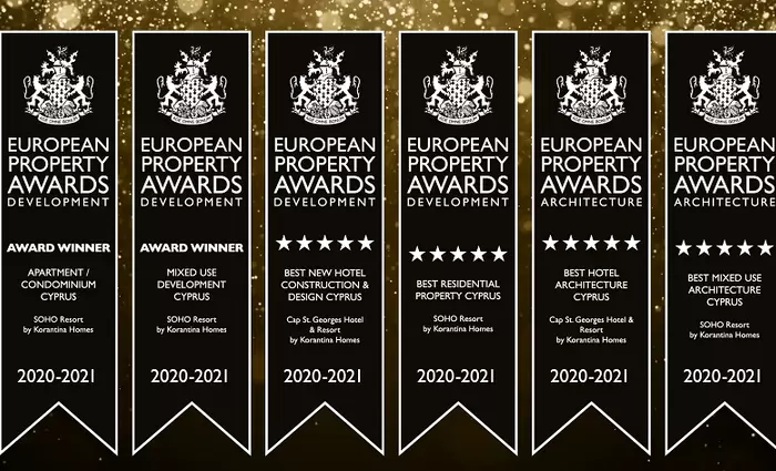 Η Korantina Homes έλαβε 6 βραβεία στα European Property Awards 2020-2021