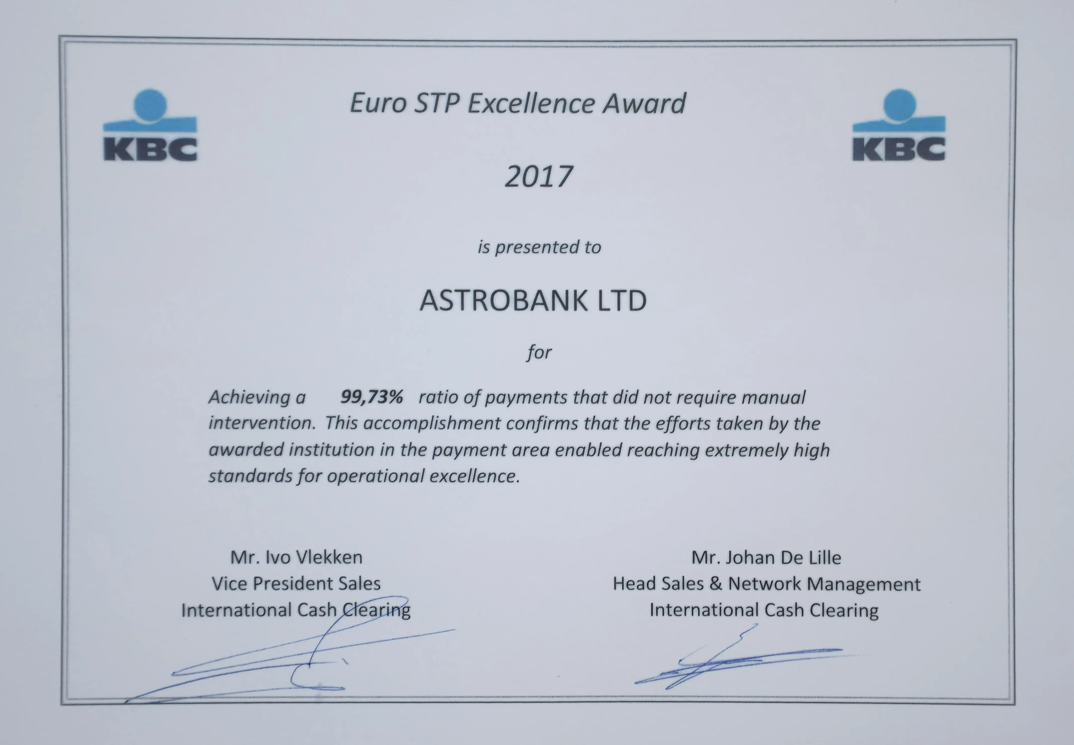 Ακόμα μια διεθνής διάκριση για την AstroBank 